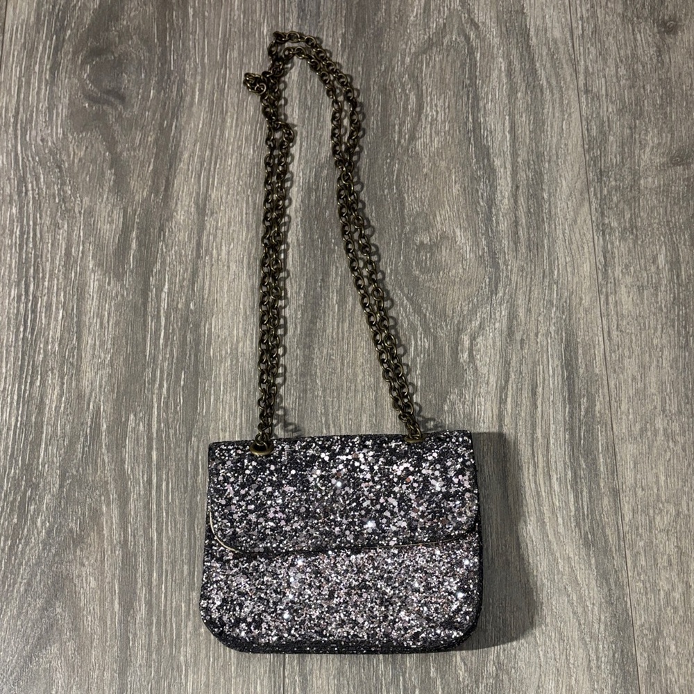 Sparkle Shoulder Bag in Silver Glitter
